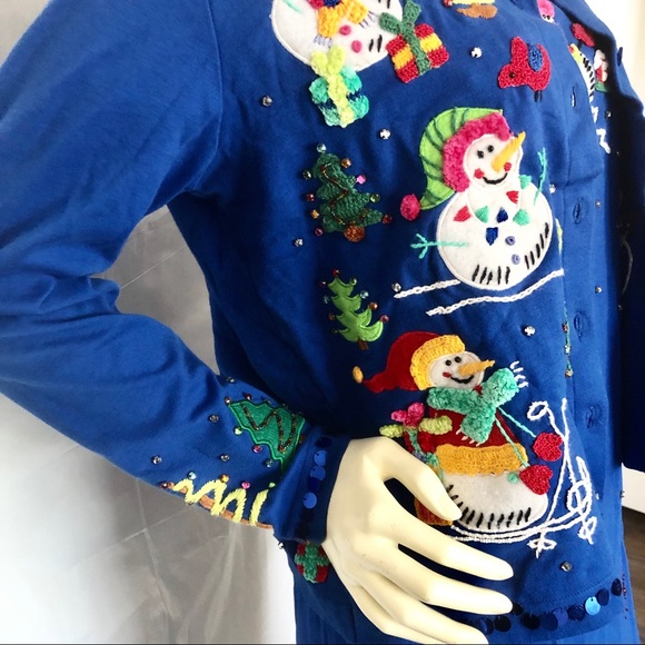 Ugly Christmas (not ugly) dress w/cardigan - Picture 6 of 8